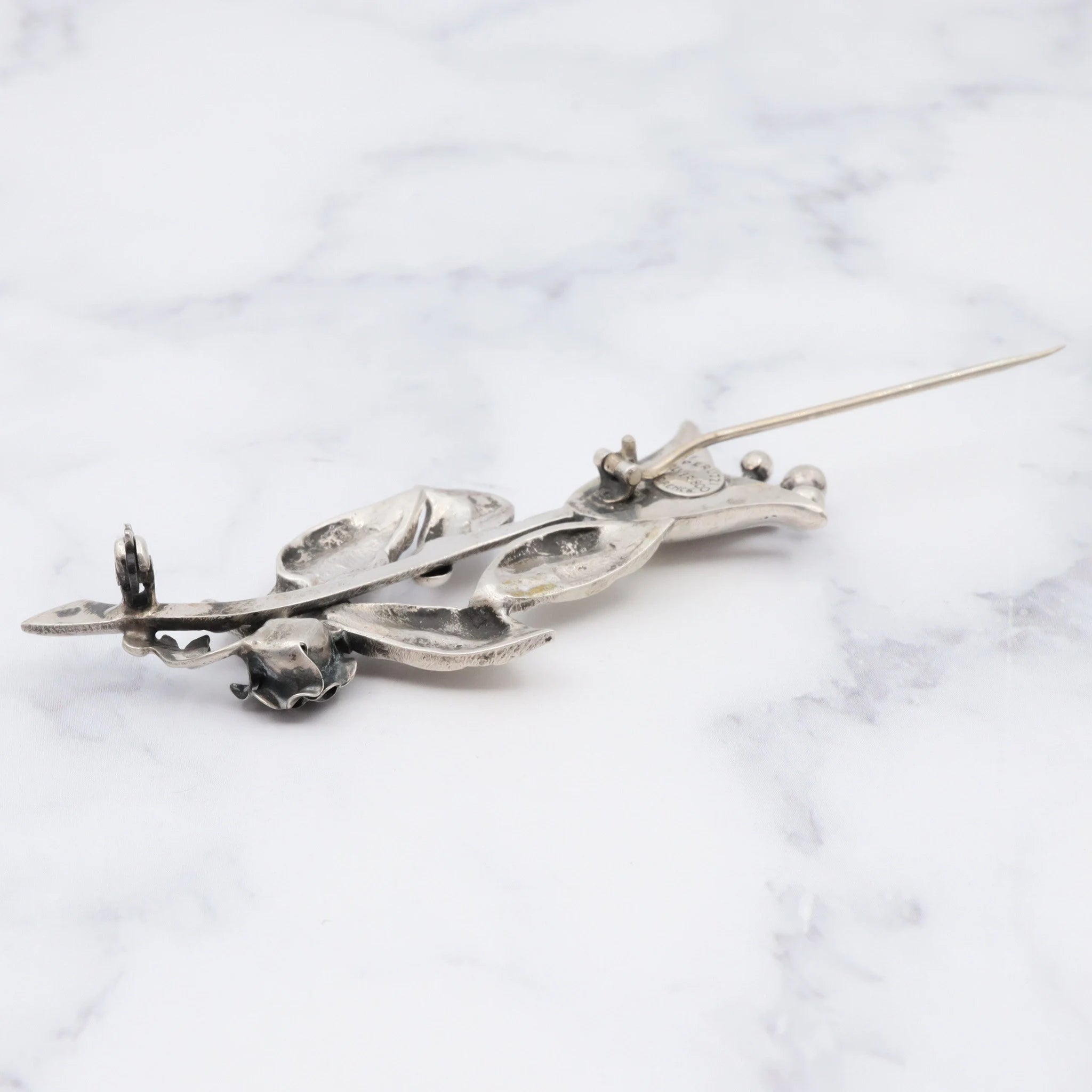 Antique Peruzzi Florence .800 silver flower brooch